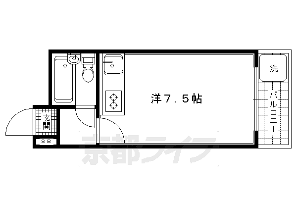 Ｓｉｎｇｌｅ　Ｑｕａｒｔｅｒｓ西賀茂 207｜京都府京都市北区西賀茂蟹ケ坂町(賃貸マンション1R・2階・18.90㎡)の写真 その2