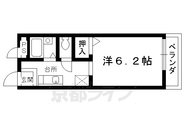 第二養稼公寓 201｜京都府京都市北区大宮南田尻町(賃貸アパート1K・2階・22.00㎡)の写真 その2