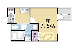 京都市営烏丸線 今出川駅 徒歩22分の賃貸マンション 3階1Kの間取り