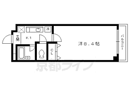 京福電気鉄道北野線 北野白梅町駅 徒歩14分の賃貸マンション 2階1Kの間取り