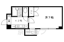 京阪本線 出町柳駅 徒歩7分の賃貸マンション 2階1Kの間取り