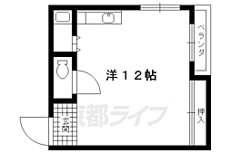 京都市営烏丸線 今出川駅 徒歩16分の賃貸アパート 2階ワンルームの間取り