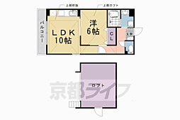 阪急京都本線 西院駅 徒歩7分の賃貸アパート 2階1LDKの間取り