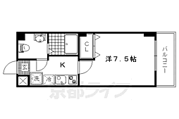 JR山陰本線 円町駅 徒歩5分の賃貸マンション 6階1Kの間取り