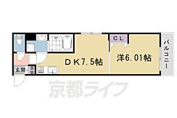 JR山陰本線 円町駅 徒歩5分の賃貸マンション 2階1DKの間取り