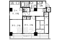 JR山陰本線 二条駅 徒歩1分の賃貸マンション 9階3DKの間取り