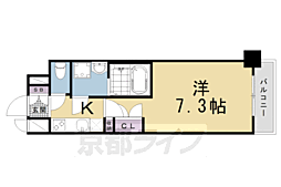 京都市営烏丸線 五条駅 徒歩1分の賃貸マンション 12階1Kの間取り