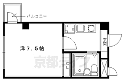 京都市営烏丸線 四条駅 徒歩3分の賃貸マンション 5階1Kの間取り