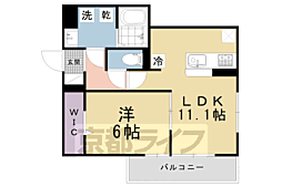京都市営烏丸線 北大路駅 徒歩7分の賃貸アパート 1階1LDKの間取り