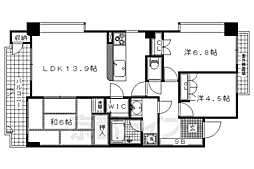 京都市営烏丸線 北大路駅 徒歩30分の賃貸マンション 6階3LDKの間取り