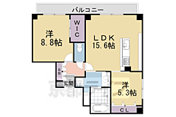 北山ＴＥＲＲＡＣＥ 4階2LDKの間取り