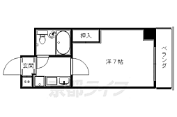 リバティ東大路 5階1Kの間取り