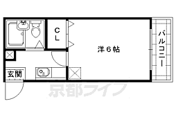 北斗ハイツ 1階1Kの間取り