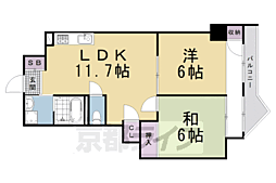 京阪本線 清水五条駅 徒歩8分の賃貸マンション 5階2LDKの間取り