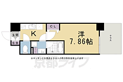 京都市営烏丸線 九条駅 徒歩4分の賃貸マンション 1階1Kの間取り