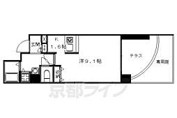 プレサンス京都三条大橋東山苑 1階1Kの間取り