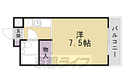 洛北館 1階1Kの間取り