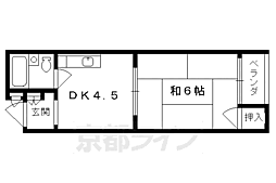 メモリー北白川 1DKの間取図画像