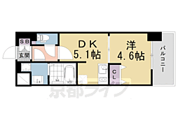 京都市営烏丸線 十条駅 徒歩5分の賃貸マンション 6階1DKの間取り