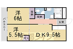 JR東海道・山陽本線 西大路駅 徒歩10分の賃貸マンション 5階2LDKの間取り