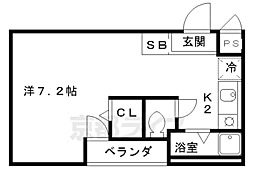 京阪本線 清水五条駅 徒歩1分の賃貸マンション 5階1Kの間取り