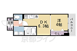 JR山陰本線 円町駅 徒歩2分の賃貸マンション 3階1DKの間取り