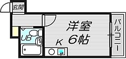 Osaka Metro谷町線 田辺駅 徒歩3分の賃貸マンション 7階1Kの間取り