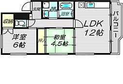 グランディ栄町 2階2LDKの間取り