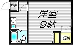 ヒューマンビレッジ 1階1Kの間取り