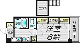 エステムコート梅田茶屋町デュアルスペース 2階1Kの間取り