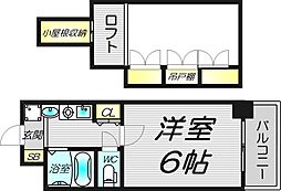 エステムコート梅田茶屋町デュアルスペース 6階1Kの間取り