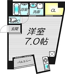 オズレジデンス福島 4階ワンルームの間取り