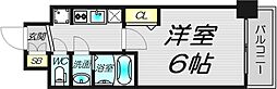 アドバンス大阪フルーヴ 12階1Kの間取り