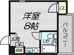プレアール都島5 3階ワンルームの間取り