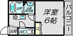 リヴァーHONJYO 2階1Kの間取り