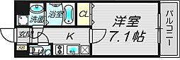 阪急千里線 豊津駅 徒歩12分の賃貸マンション 4階1Kの間取り