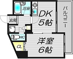 サウスフラット 7階1DKの間取り