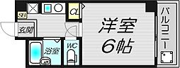リバティ内代 7階1Kの間取り