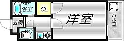 ラピス長柄橋 2階1Kの間取り