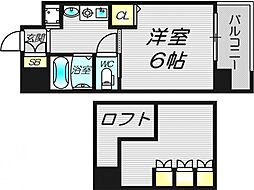エステムコート梅田東アクアパレス 1Kの間取図画像