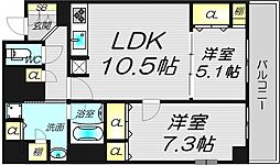 BRAVI南堀江 2LDKの間取図画像
