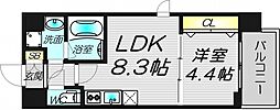 スプランディッド難波3 1LDKの間取図画像