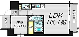 プレジオ梅田 1LDKの間取図画像
