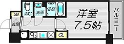 ディームス江坂 1Kの間取図画像