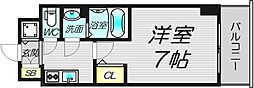 エスリード大阪クレストコート 1Kの間取図画像