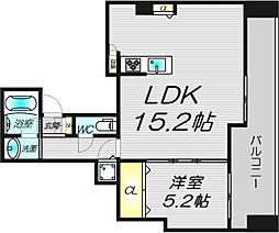 クロスレジデンス大阪新町 1LDKの間取図画像