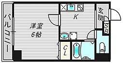 ミーネ松屋町 1Kの間取図画像