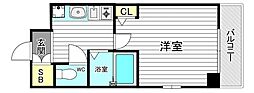 エスリード・東天満第2 1Kの間取図画像