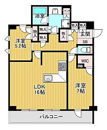 シティタワー梅田イースト 23階2LDKの間取り