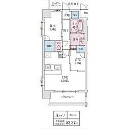 Osaka Metro今里筋線 関目成育駅 徒歩6分の賃貸マンション 4階2LDKの間取り